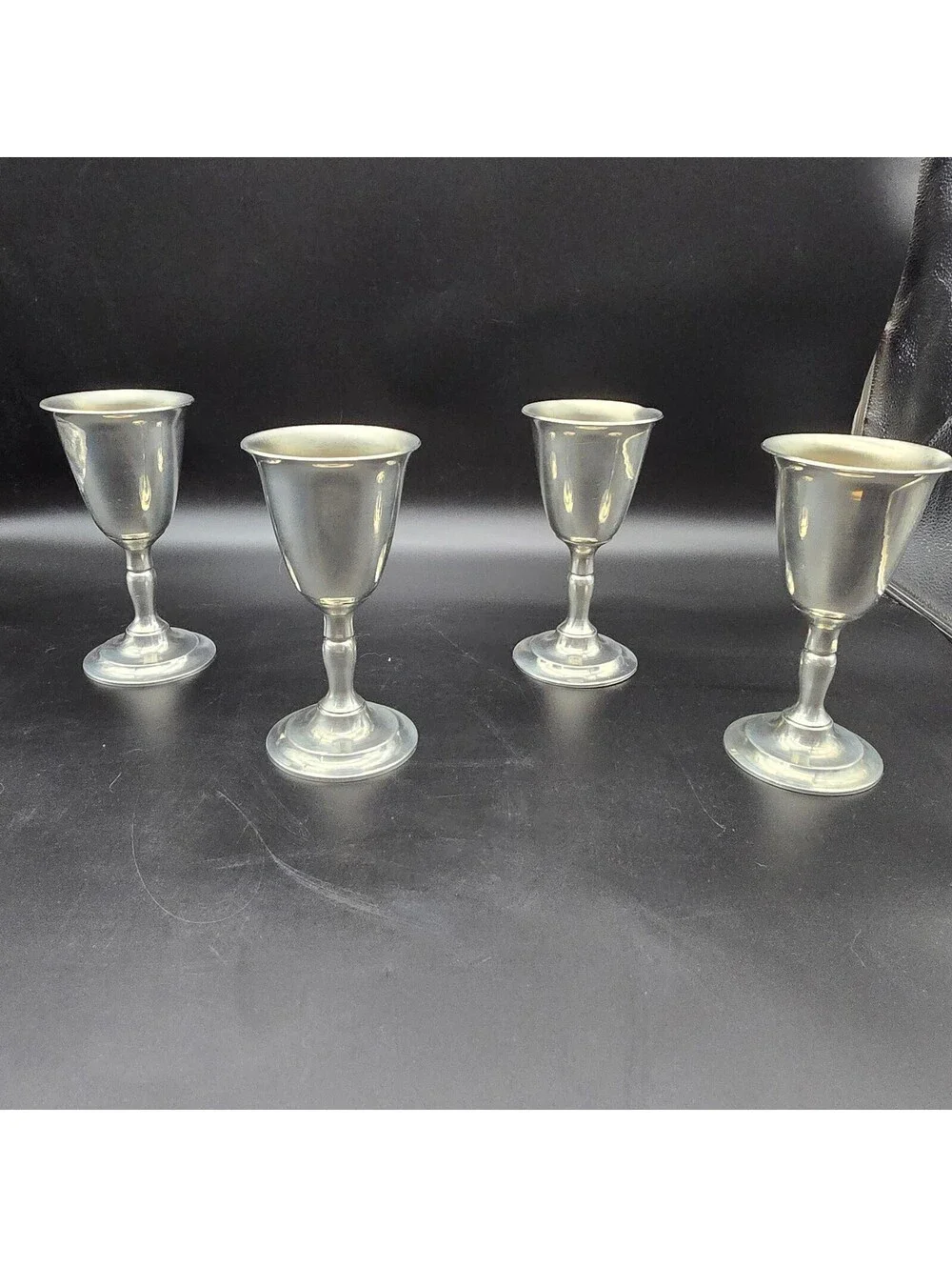Vintage 2002 ASL Pewter Goblets Set of 4 Lead Free Signed MO